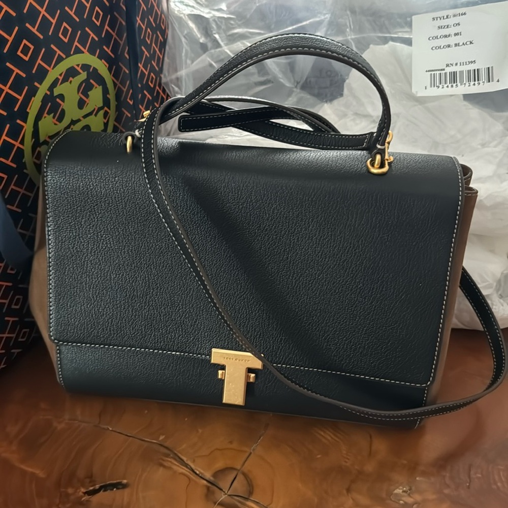 Tory Burch Black and Brown Satchel